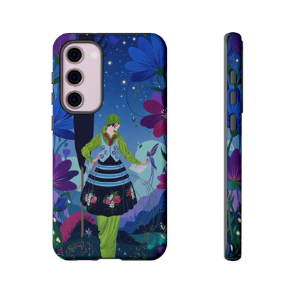 🌸🐦 The Lady Of The Midnight Bird Garden Phone Case – Art Deco Floral Fantasy