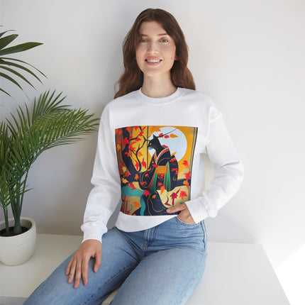 Black Cat in Kimono Unisex Heavy Blend™ Crewneck Sweatshirt
