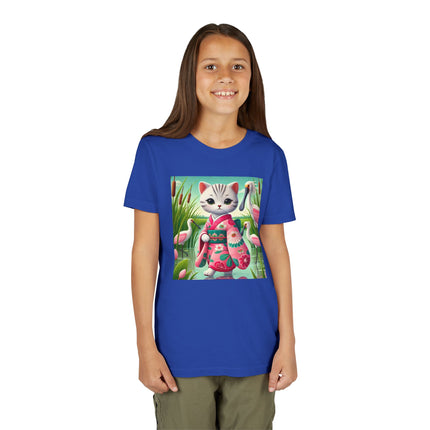 Geisha Kitten Strolls Among the Spoonbills Youth Short Sleeve Tee