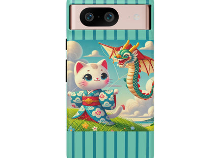 Geisha Kitten and the Dragon Kite Phone Cases