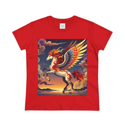 Flame-Winged Horse at Sunset Cotton Tee