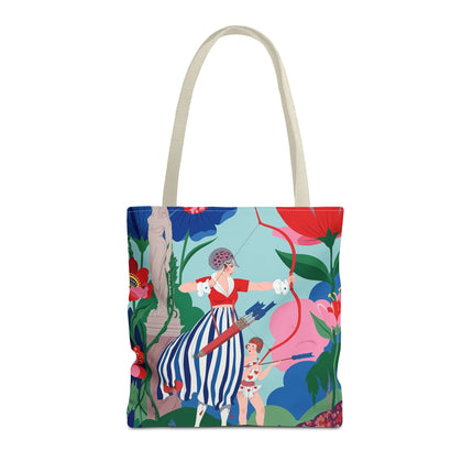 🏹🌺 The Lady Of The Enchanted Garden Archery Tote Bag – Art Deco Floral Adventure