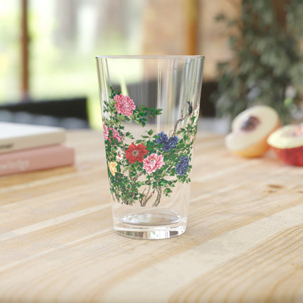 Peonies and Birds Glass, 16oz