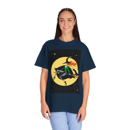 A Witch’s Moonlit Flight Unisex Garment-Dyed T-shirt