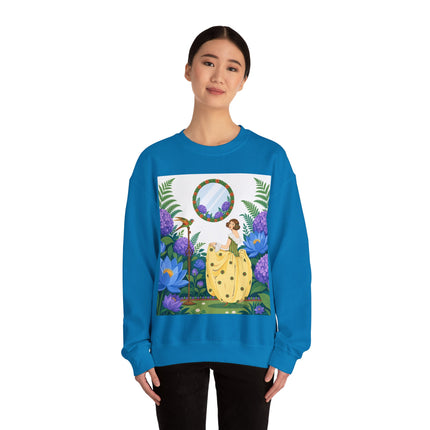 🦜🪷 The Parrot Garden Reflection Crewneck Sweatshirt – Art Deco Fashion Whimsy