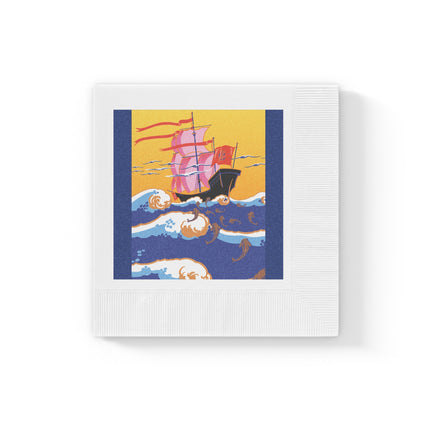 Golden Seas and Whimsical Dreams White Coined Napkins