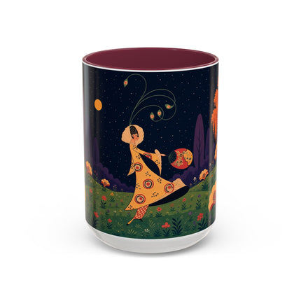 🌙🌼 The Moonlit Floral Dancer Colorful Mug – Art Deco Garden Fantasy