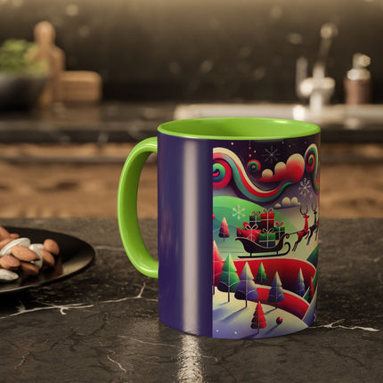 Festive Reindeer Flight Colorful Mugs (11oz, 15oz)