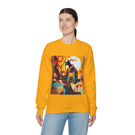 Black Cat in Kimono Unisex Heavy Blend™ Crewneck Sweatshirt