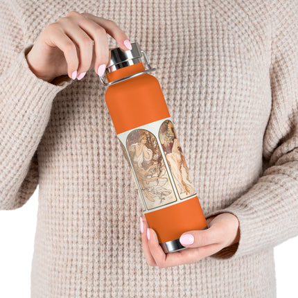 The Seasons by Alphonse Maria Mucha Copper Vacuum Insulated Bottle, 22oz