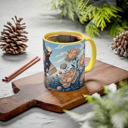 ☔🌸 The Grand Floral Journey Colorful Mug – Art Deco Travel Elegance