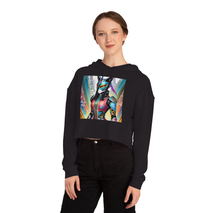 Cyberpunk Chic Cropped Hooded Sweatshirt