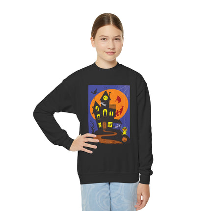 Halloween Night at the Haunted House Youth Crewneck Sweatshirt