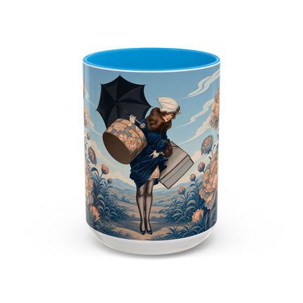 ☔🌸 The Grand Floral Journey Colorful Mug – Art Deco Travel Elegance