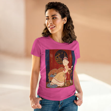 🎼🐈 The Lady Of The Midnight Salon Cotton Tee – Art Deco Fashion Illustration