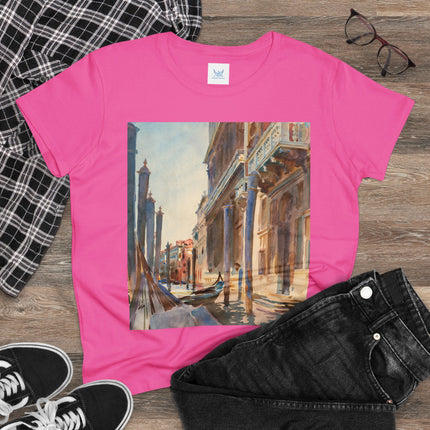 Gondola Moorings on the Grand Canal by John Singer Sargent Women's Midweight Cotton Tee