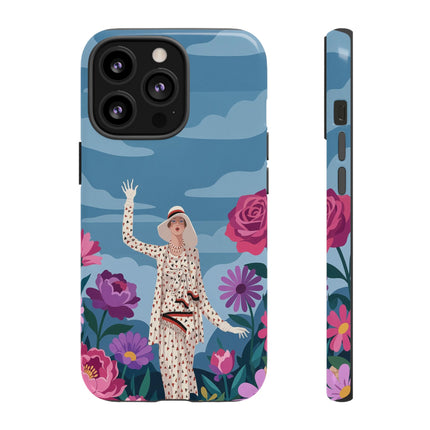 🌺👒 The Grand Flower Promenade Phone Case – Art Deco Fashion Illustration
