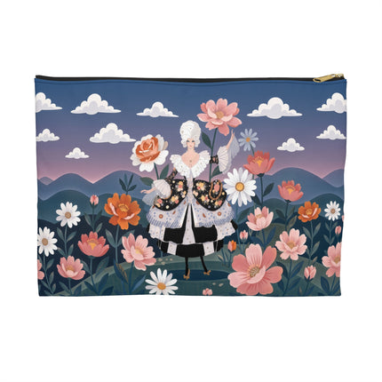 🌸🎀 The Grand Floral Promenade Accessory Pouch – Art Deco Fashion Fantasy