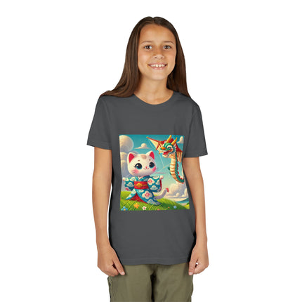 Geisha Kitten and the Dragon Kite Youth Short Sleeve Tee