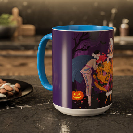 🎭🌹 The Harlequin Rose Masquerade Colorful Mug – Theatrical Halloween Romance