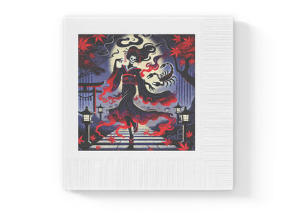 Halloween Sorceress White Coined Napkins