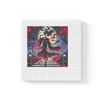 Halloween Sorceress White Coined Napkins