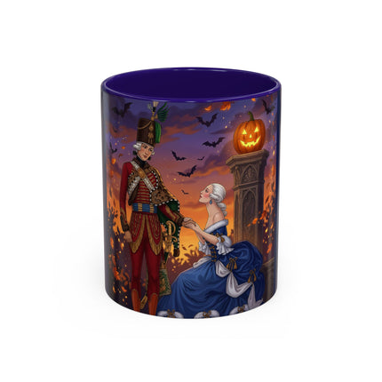 🎃💙 The Pumpkin Lantern Courtship Colorful Mug – Romantic Halloween Elegance