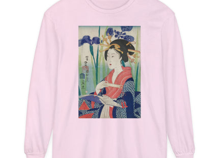 Woman with Bookmark and Book Garment-dyed Long Sleeve T-Shirt
