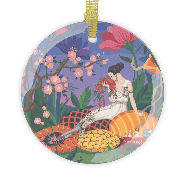 🌸✨ The Garden Of Quiet Reverie Glass Ornament – Art Deco Botanical Serenity