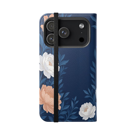 🌙🌸 The Lady Of The Moonlit Flowers Flip Case – Art Deco Floral Reverie