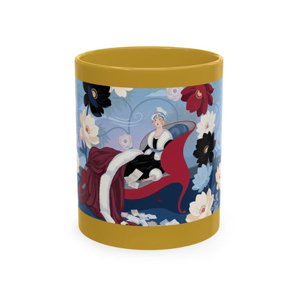💌🌺 The Lady Of The Scattered Love Letters Ceramic Mug – Art Deco Romantic Elegance
