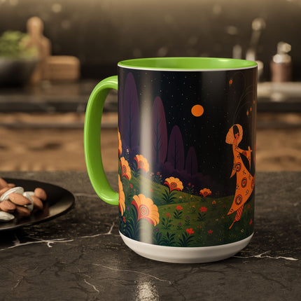 🌙🌼 The Moonlit Floral Dancer Colorful Mug – Art Deco Garden Fantasy