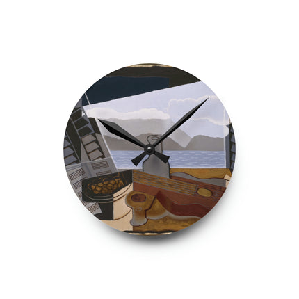 Open Window by Juan Gris Acrylic Wall Clock, Round and Square