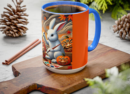 Halloween Rabbit’s Kabuki Jack-o’-Lanterns Colorful Mugs (11oz, 15oz)