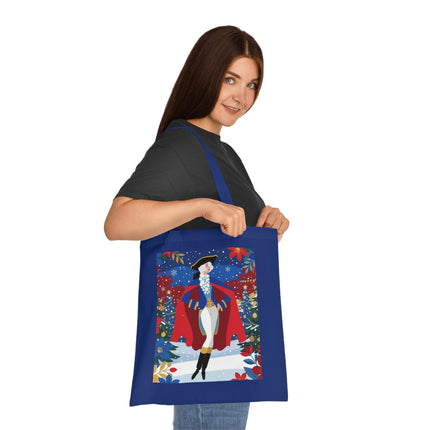 🎄🎭 The Christmas Masquerade Lady Cotton Tote Bag – Art Deco Holiday Glamour