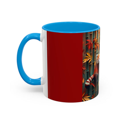Red Panda at an Autumn Bamboo Grove Colorful Mugs (11oz, 15oz)