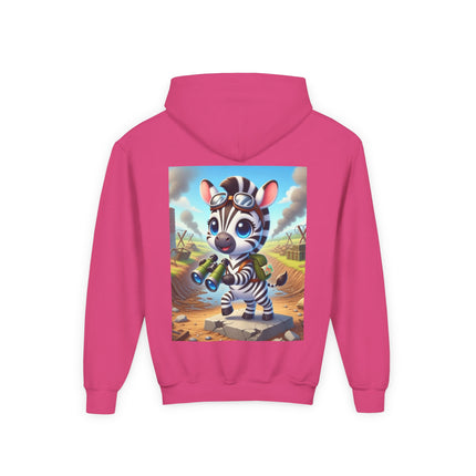 Zebra Lookout Youth Hooded Sweatshirt – Adventure, Curiosity & Explorer Spirit