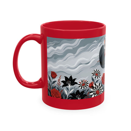 ☂️🌹 The Lady In The Windy Rose Garden Ceramic Mug – Art Deco Fashion Whimsy