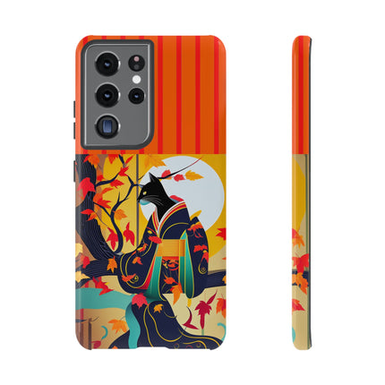 Black Cat in Kimono Phone Cases