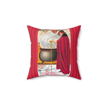 The Hallowe'en Cauldron In the Firelight's Gleam Spun Polyester Square Pillow