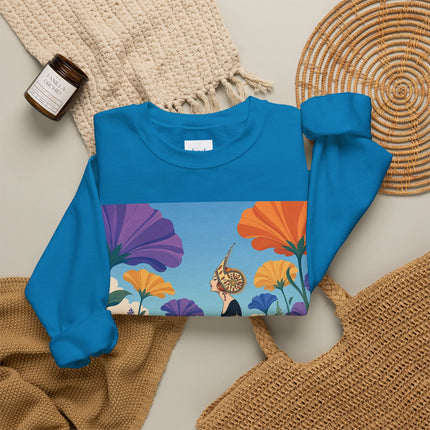 🌺🧡 The Lady Of The Golden Garden Crewneck Sweatshirt – Art Deco Fashion Fantasy