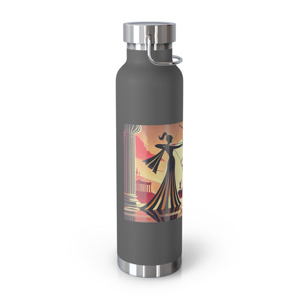 Art Deco Valentine's Romance Copper Vacuum Insulated Bottle, 22oz