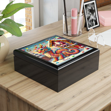 Playful Dragon's Christmas Jewelry Box