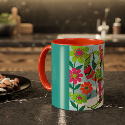 🎿🌸 The Winter Flower Adventurer Colorful Mug – Colorful Ski Fantasy