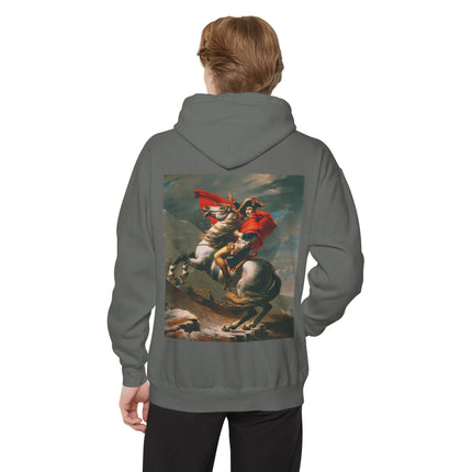 Napoleon Crossing the Alps by Jacques-Louis David Unisex Garment-Dyed Hoodie