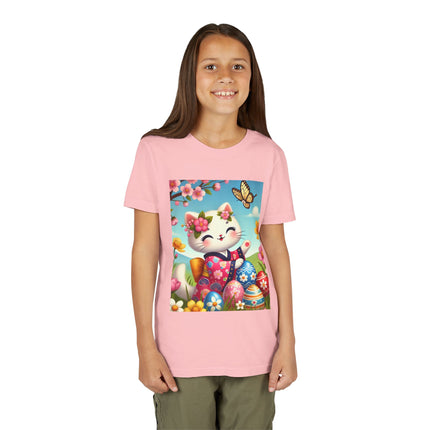 Easter Kitten and Painted Eggs Youth Short Sleeve Tee