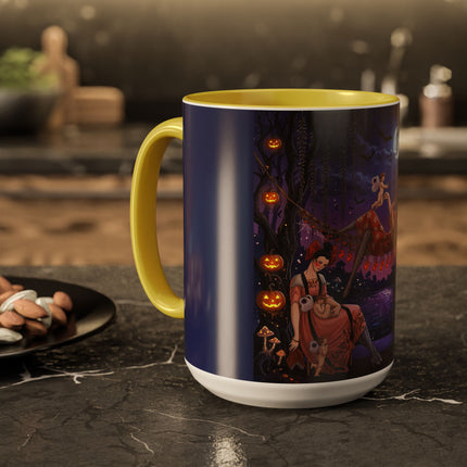 🌙🎃 Moonlit Mischief In The Pumpkin Grove Colorful Mug – Whimsical Halloween Fantasy