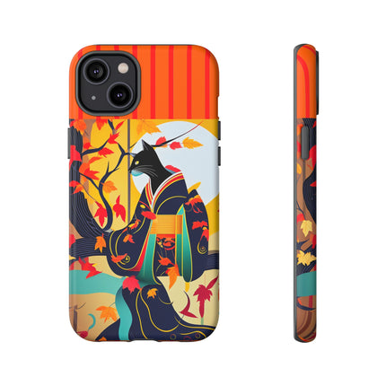Black Cat in Kimono Phone Cases
