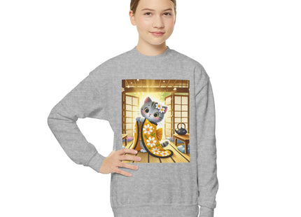 Playful Kitten in the Tea Room Youth Crewneck Sweatshirt