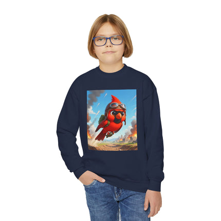 Cardinal Dive Bomber Youth Crewneck Sweatshirt – Action, Courage & High-Flying Adventure